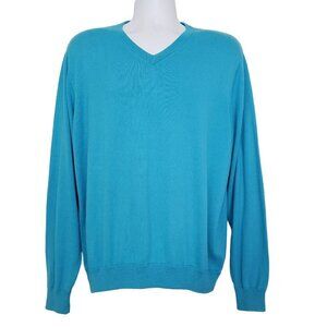 Alashan Cotton Cashmere Sweater Blue V Neck Pullover Mens Sz Large